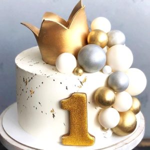 White Cake with Golden Crown