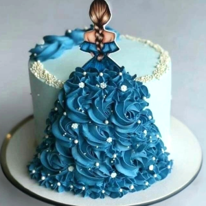 Blue Dressed Girl Cake