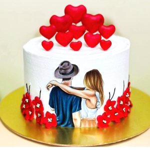 Couple's Hearts Entwined Cake