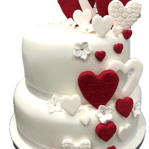 Ruby Red & White Heart Cake