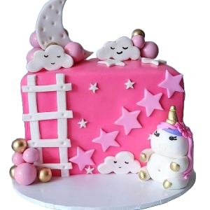 Pink Cloudy Half Birthday Cake