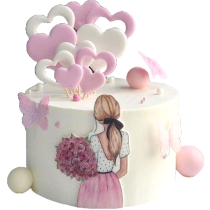 Girl with Bouquet Cake