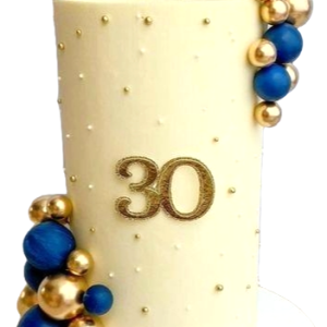 Golden & Blue Balls Cake