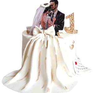 Blushing Couple Wedding Cake