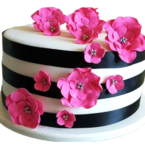 Stripes & Flowers Cake