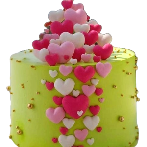 Green Cake with Hearts