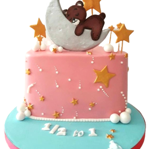 Teddy on Moon Half Birthday Cake