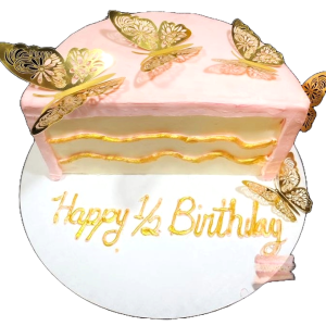 Golden Butterfly Half birthday Cake
