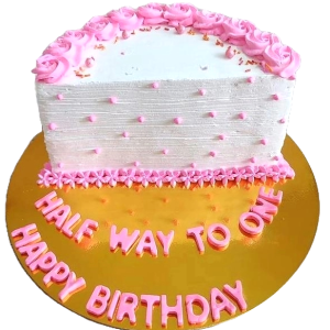 Pink Floral Half birthday cake