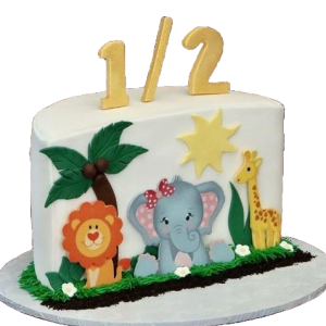 Jungle theme Half birthday Cake