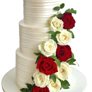 White & Red Roses 3tier Cake