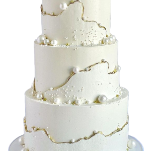 White Pearl Wedding Cake