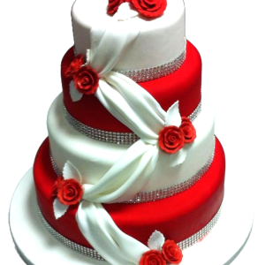 Red & White combo Wedding Cake