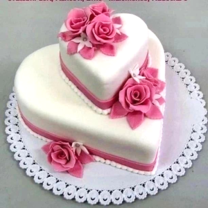 Pink & White Heart-shaped Cake