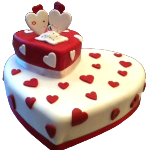 Red & White Heart 2tier Cake