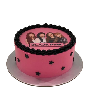 Black-Pink Theme Print Cake
