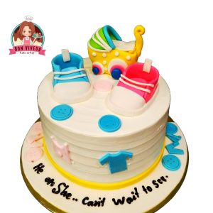 Baby shower cake with Shoe & stroller