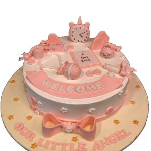 Welcome Baby girl pastel pink Cake