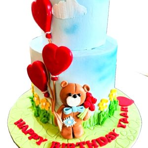 Teddy with Heart cake