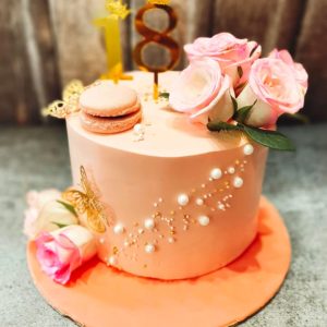 Peach floral cake