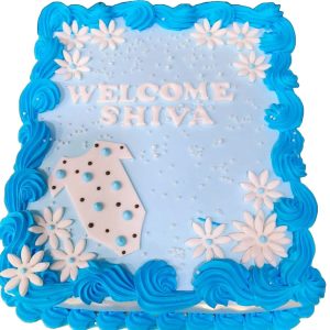 Welcome baby blue cake