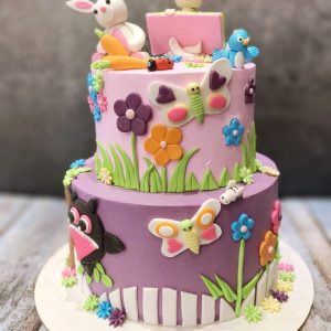 Rabbit & butterfly theme cake