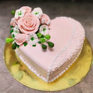 Pink heart shaped cake