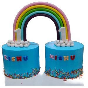 Twins baby birthday cake