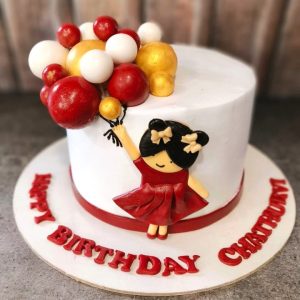 Girl and her Balloon Cake