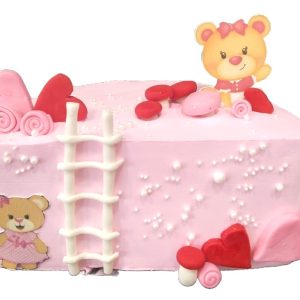 Pink Teddy Half Birthday Cake