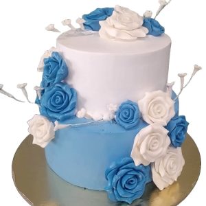 Blue & White Floral Cake