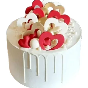 Red & White Heart Cake