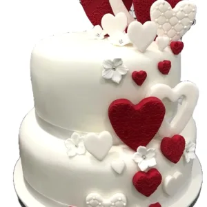 Ruby Red & White Heart Cake