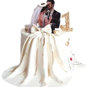 Blushing Couple Wedding Cake