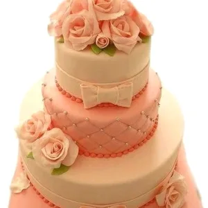 Wac Pink Roses Wedding Cake