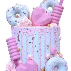 Blue & Pink Drip Donut Cake
