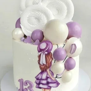 Purple & White Balloon Cake