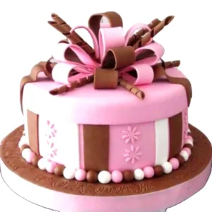 Pink & Brown combo Ribbon Cake