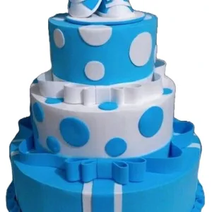Blue & White dot Baby Shoe Cake