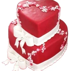 Floral Treasure Red Heart Cake