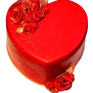 Red Floral Heart Cake