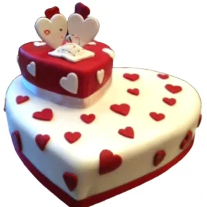 Red & White Heart 2tier Cake