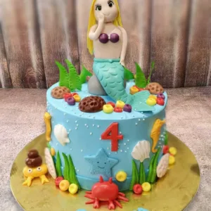 Girl Mermaid Theme Cake